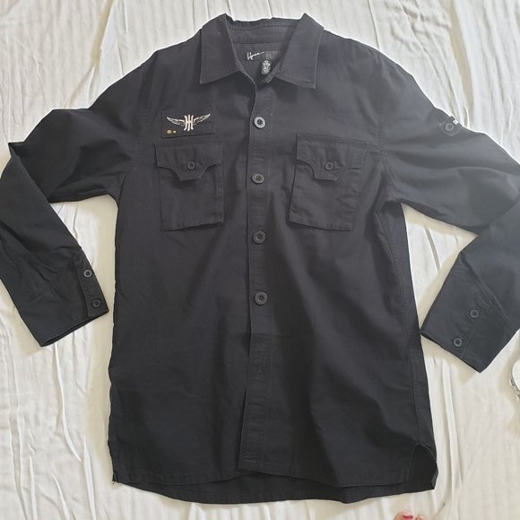 Howe XL Button Down Embroidered Black Shirt Fugitives Ride - Picture 2 of 7
